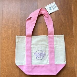 NWT Trader Joe's Pink and Cream Mini Tote Pastel Bag
